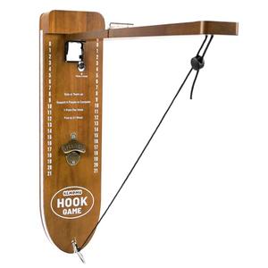 Ring Toss Game, Man Cave Decor, Solid Wood Wall Mounted Hook and Ring Game with Adjustable Rings & LED Lights, Ring Swing Game,Outdoor Games,Yard Games