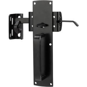 Hillmaster Self-Closing Thumb Gate Latch - Heavy Duty for Wooden, Metal & Vinyl Fences - Black Finish