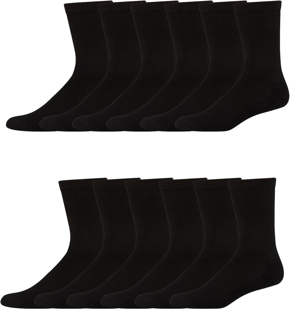 Hanes Men's Hanes Men's Socks, X-temp Cushioned Crew Socks, 12-pack (M)