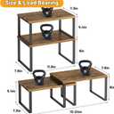Kitchen Cabinet Organizer Shelf Set of 4, Sturdy Kitchen Counter Shelves with Metal Legs, Stackable Expandable Wood Spice Rack Pantry Cupboard Dish Mug Cup Storage Organizer Shelf, Rustic Brown