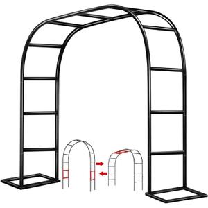 Garden Arch Trellis for Climbing Plants Outdoor Wedding Arches for Ceremony Black Metal Garden Arbor Indoor Garden Arches for Party Decoration 7.9ft Wide X 6.4ft High (Black)