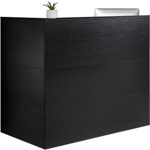 VEVOR Reception Desk, 55Inch L-Shaped Front Counter Table, Office Reception Counter with Drawer Keyboard Tray and Storage Cabinet, for Checkout, Lobby, Beauty Salon & Office, Black