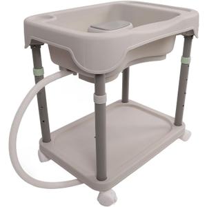 Hair Washing Basin for Bedridden, Adjustable Height Portable Hair Washing Basin Comfortable Hair Washing Shampoo Bowl for Home Use Pregnant Women (Smoke Gray)