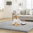 Baby Play Mat for Floor Nursery Rug Muscle Mat Area Rug Playroom Rug 47"x47" Playpen Mat Memory Foam 1.3" Thick Crawling Mat for Babies,Toddlers, Infants, Kids,A Light Gray