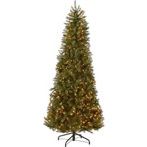 National Tree Company 7.5 ft Pre-Lit Dunhill Fir Slim Artificial Christmas Tree, 600 Clear Lights, 1,600 Tips, Includes Stand, Green