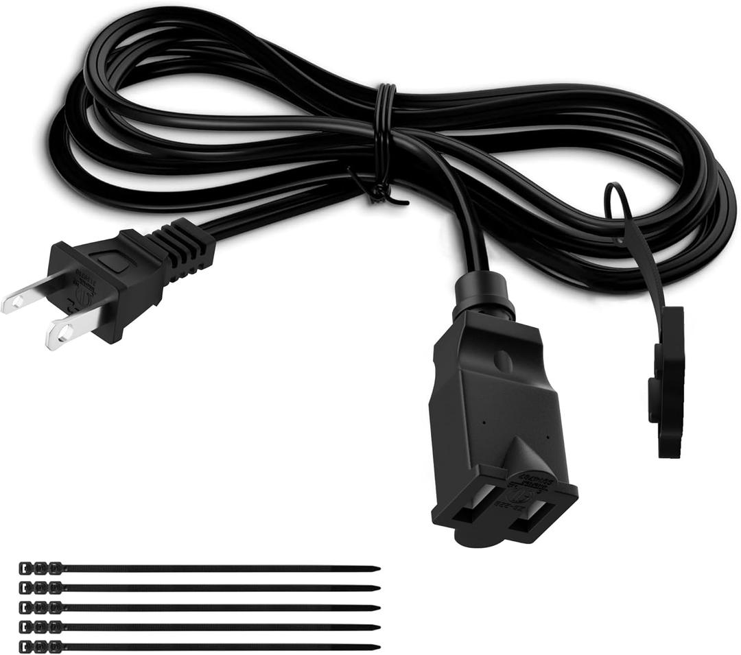 2 Prong Extension Power Cord 25 FT, Elecan US AC Male to Female Power Cable 125V 10A ETL Listed Outlets for NEMA 1-15P to NEMA 1-15R with Waterproof Safety Plug Cap+ Ties- Polarized