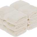 Superior Egyptian Cotton Pile Face Towel/Washcloth Set of 6, Ultra Soft Luxury Towels, Thick Plush Essentials, Absorbent Heavyweight, Guest Bath, Hotel, Spa, Home Bathroom, Shower Basics, Cream