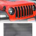 AggAuto Grill Mesh Insert Compatible With Jeep Wrangler JL & Jeep Gladiator 2019-2024, Black Aluminum Alloy Metal Front Grille Inserts Fit for Wrangler Accessories, Round Hole