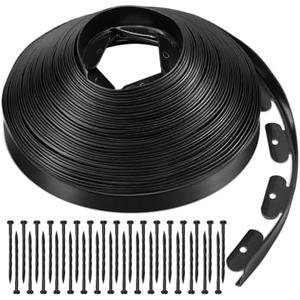 Landscape Edging 2 Inch Tall 100 FT, Garden Edging Border with 5 Pcs Connectors and 60 Pcs Anchoring Spikes for Garden Flower Beds Yard Lawn