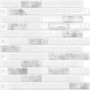 Kitchen Backsplash Self Adhesive Wall 3D Marble Tiles Peel and Stick Bathroom, Grey (10-Sheet, 12"12") (Marble Grey)