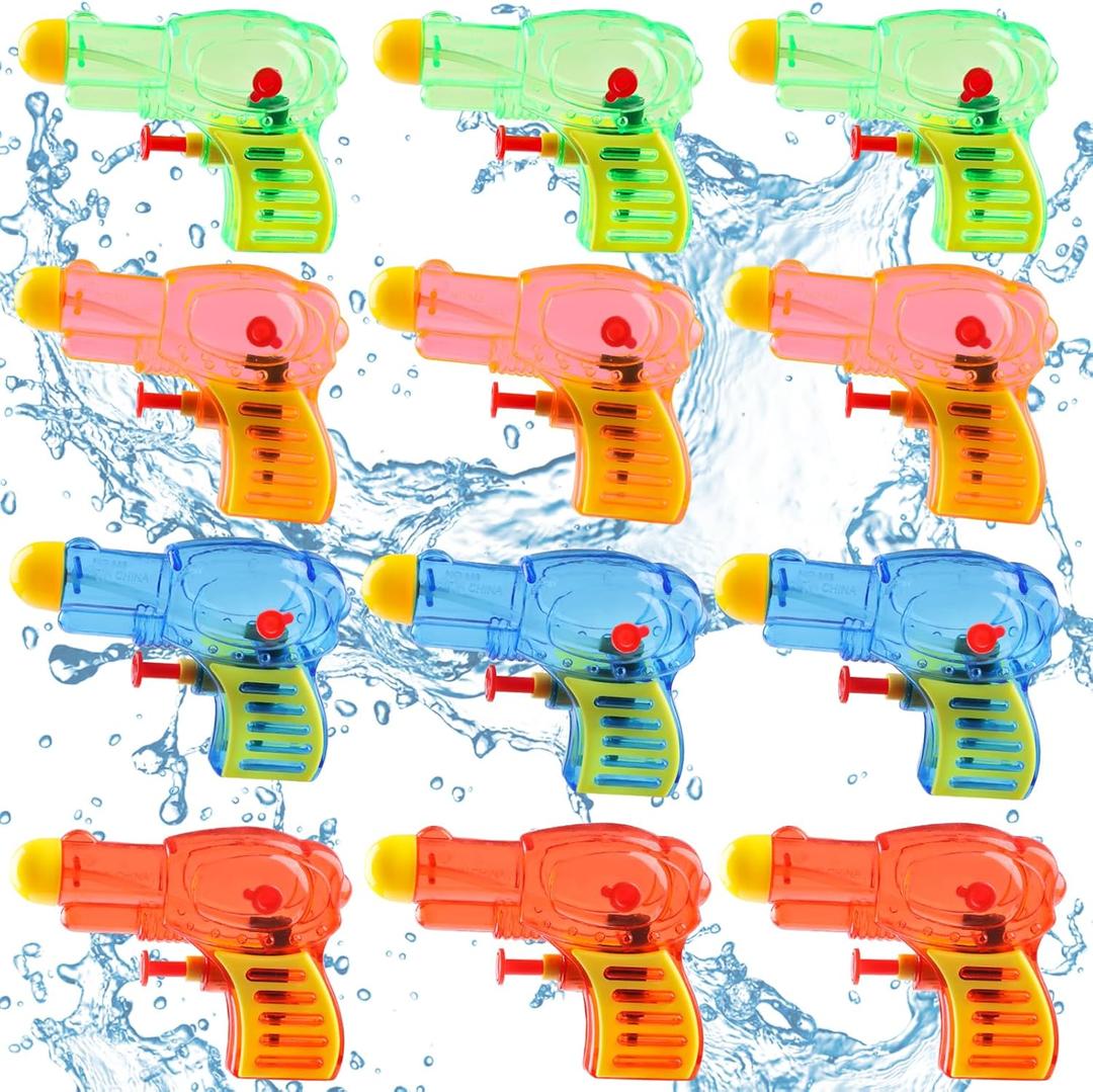 CCINEE 12 Pack Mini Water Guns Squirt Gun Toy, Water Squirter Swimming Pool Party Favors Small Water Shooter Plastic Blasters for Kids Teens Adults Summer Outdoor Games Birthday Party, 4 Colors