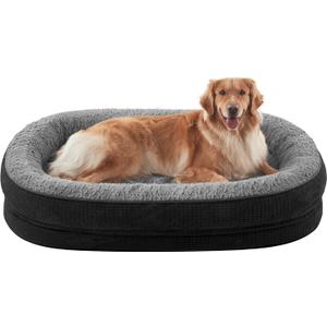 JOEJOY Orthopedic Dog Bed for Extra Large Dogs, Egg-Crate Memory Foam Pet Bed with Bolster Sides, Waterproof Lining, Removable Washable Cover & Non-Slip Bottom, Black (XXL(48"x 35"x 7.5"))