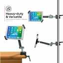 Tablet Pole Clamp CTA Heavy-Duty Security Pole Clamp For iPad 10th Gen 10.9" - iPad 7/8/9 Gen 10.2- iPad Air 4 - iPad Pro 12.9- Galaxy Tab - Surface Pro 7 - Zebra Tablets & More - Black (PAD-HPCS)