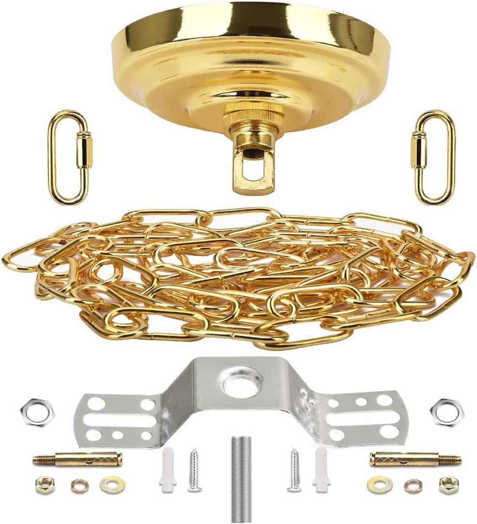Sangle Soppfy Vingage Canopy Kit and Pendant Light Fixture Chain for Chandelier or Swag Light Fixtures,Maximum Weight of 60 Pounds,6 feet,Heavy Duty,5inch Diameter,(Pure Gold)