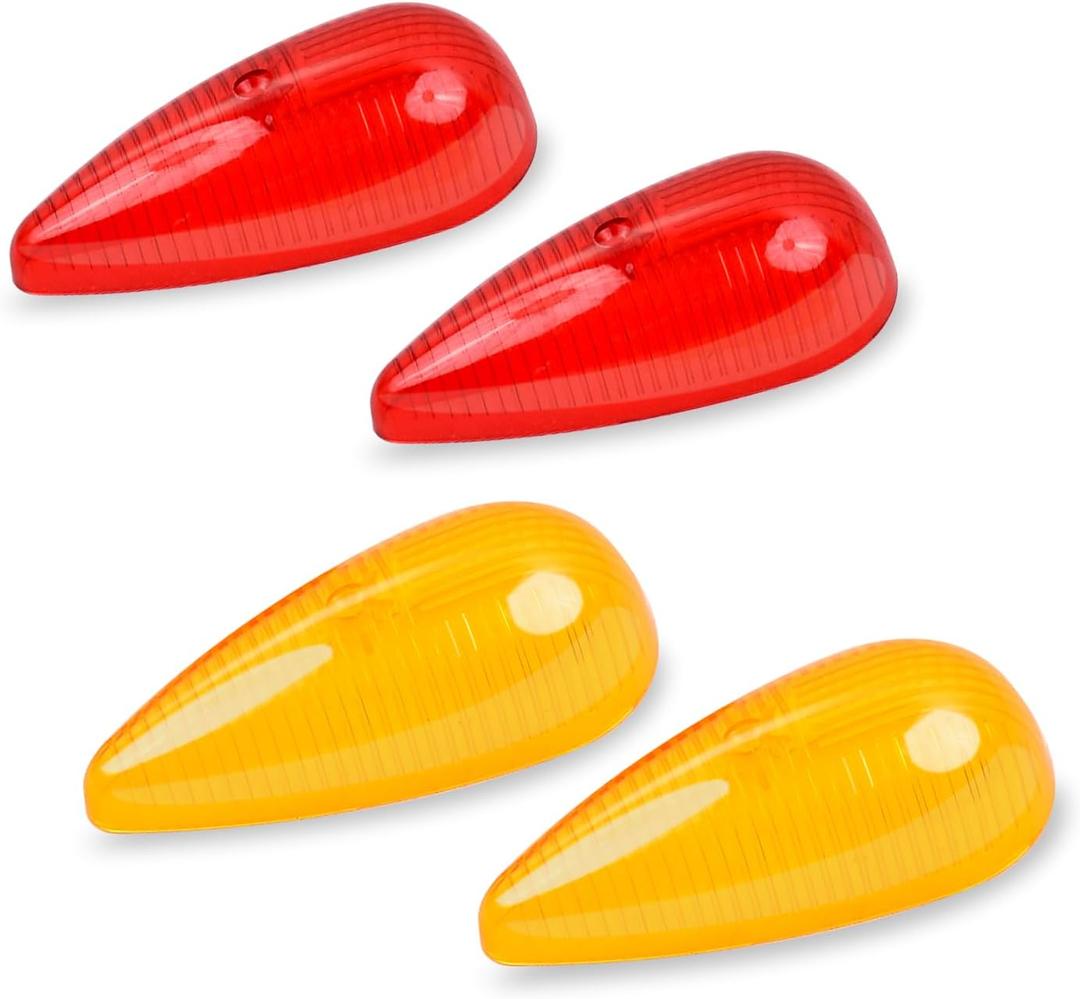 4Pcs Teardrop Marker Lights Lenses Compatible with Airstream,Shasta,and other vintage travel trailers,For Pathfinder #662 teardrop marker lights,ONLY Includes Lights Lens Cover(2 Red,2 Amber)