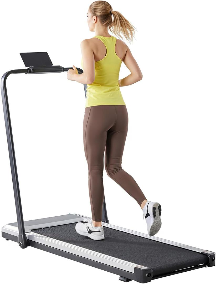 Sweetcrispy Walking Pad with Handle Bar, Folding Under Desk Treadmills with Handle, Portable Design for Home Office Workouts, Ideal for Apartments Work-from-Home Fitness, Remote Included, Silvery