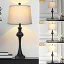CINSARY 28.75'' Modern Black Metal Table Lamps Living Room Lamp for Nightstand Bedside End Lamp Home Decor Touch Lamp Modern Lamps with USB A+C Ports & Outlets Bulb Included