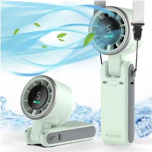 Portable Handheld Turbo Fan, 5 Gear Wind, Battery Operated, Up to 12 Working Hours, 3 IN 1 Hand Fan with Air Turbo Tech Cooling Fans for Outdoor Activities, Travel, Beach (Green)