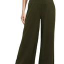 CHICASIMR Wide Leg Womens Pants High Waist Loose Flowy Comfy Lounge Stretch Soft Women Pants Casual Pants, Green, Size L