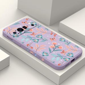 for Google Pixel 9 Pro Case, Liquid Silicone Slim Anti Fingerprint Phone Cover for Pixel 9 Pro 6.3", Leaf Purple