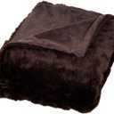 Lavish Home Luxury Long Haired Faux Fur Throw Blanket, Brown