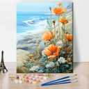 TUMOVO Paint by Number for AduIts Beginner FIowesr Paint Numbers Kits Poppies and Daisies Adult Paint by Number Sea View Adult Paint by Numbers Kits DIY Painting Kits Gift, 16 x20 Inch