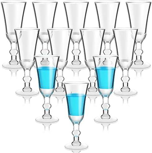 Meanplan Shot Glasses with Stem 1 Oz Cordial Mini Wine Cups Limoncello Port Glasses Clear Heavy Base Fancy Shot Small Goblet Cups for Vodka, Cocktail, Liquor for Kitchen Dining(24 Pcs)