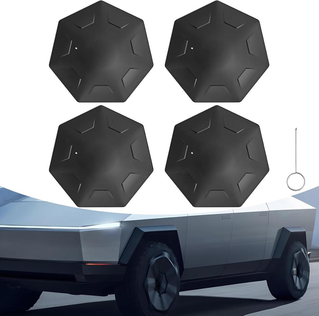 EYPINS Wheel Hub caps for Tesla Cybertruck 2024 2025, Set of 4 Premium ABS Wheel Center Caps, Matte Black, Full Coverage Cybertruck Accessories, All-Season Weatherproof