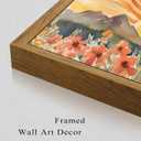 Framed Boho Sun Canvas Wall art | Abstract Bohemian Sunset in The Mountains Wildflowers Sunrise Landscape Picture Wall Decor Print Artwork for Living Room, 24"L x 16"W