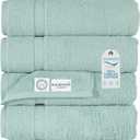 SALBAKOS 100% Turkish Cotton Bath Towels | 4 Piece Turkish Bath Towels 27x54 in Standard Size | Premium Hotel Quality, Super Absorbent, Thick & Plush Turkish Bath Towel (Seafoam Green, 4 Bath Towels)