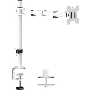 WALI Monitor Arm Mount for Desk, Single Computer Desk Mount, Monitor Bracket Mount Stand Single, up to 32 inch, 22 lbs (M001-W), White