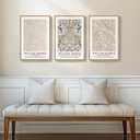 Framed Large William Morris Canvas Wall Art Set of 3, Vintage Neutral Botanical Floral Prints, Nature Artwork for Living Room, Bedroom, Hallway or Office Decor, 16x24 Inch