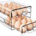 HIYOHIYO Clear 24 Egg Holder for Fridge, Large Egg Organizer for Refrigerator, Stackable Egg Storage Trays for Countertop, Eggs Drawer Dispenser with Time Scale (2 Layer, 7.9"x 6.3"x 5.5")