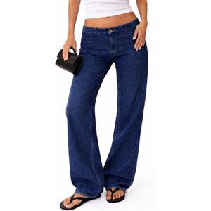 Low Rise Baggy Jeans for Women Wide Leg Denim Pants (XL)