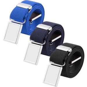 AWAYTR 3 PCS Kids Adjustable Magnetic Belts - Easy to Use Magnetic Buckle Belt for Boys and Girls (Royal Blue / Navy Blue / Black)