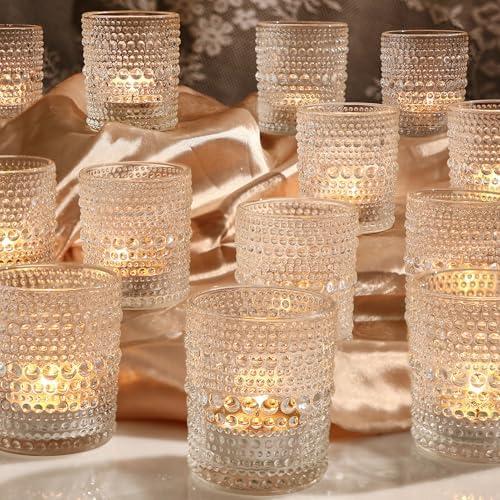 31Packs Votive Candle Holders, Glass Candle Holders Bulk Tealight Candle Holder for Table Clear Tea Light Candle Holder for Wedding Christmas Party