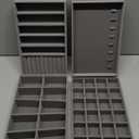 Velvet Jewelry Drawer Organizer Trays  Large Grey Stackable Jewelry Storage Inserts Set, 4-Layer Jewelry Tray Set for Earrings, Rings, Necklaces, Bracelets with Removable Dividers for Dresser, Vanity (Expanded (Magazine Size))