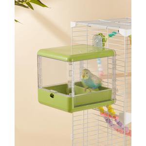 septillar Bird Feeder and Bath for Cage, Hanging Bird Bathtub Bath Shower Box Bowl, Bird Cage Accessories Suitable for Small Medium Birds, Parrots, Lovebirds, Finches, Parakeets, Mannikin (Green)