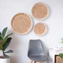Chi An Home 22 inch Extra Large Boho Wall Baskets Decor, Oversized Woven Hanging Basket for Farmhouse Rustic Wall Decor, 22", 19", 15", Natural Woven Wall Art for Living Room, Bedroom (White)