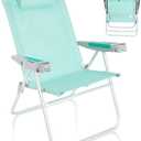SUNNYFEEL Oversized Tall Folding Beach Chair Lightweight, 17" Portable Sand Chair for Adults Heavy Duty 500 LBS with Cup Holders, Foldable High Camping Lawn Chairs for Camp/Outdoor/Picnic/Sports, 1-Pack