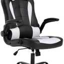 BestOffice PC Gaming Chair Ergonomic Office Chair Desk Chair with Lumbar Support Flip Up Arms Headrest PU Leather Executive High Back Computer Chair for Adults Women Men (White)