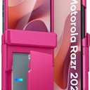ATATOO for Motorola Razr 2025 Wallet Case with Card Holder (3 Cards) & Hinge Protection & HD Screen Protector, Military Grade Protection, Women Men Cute Phone Cover for Moto Razr 2025, Hot Pink