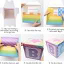 Girls Birthday Party Decorations, 4PCS Rainbow ABC Boxes with Colorful Preppy Birthday Backdrop and Balloon Garland for Baby Shower, Preschool Theme Party