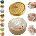 Glitter Dumpling Squishy,Dumpling Squishies,Glitter Dumpling Mystery Box,Colorful Dumpling Stress Balls Fidget,Jumbo Squishy Toy with Steamer Box Suitable for Adult use in Offices (Glitter White)