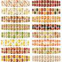 384 Pcs 16 Pack Fall Thanksgiving Press on Nails Autumn Short Fake Nails Square False Nails Artificial Nail Tips Full Cover Coffin with Maple Leaf Orange Floral Pattern for Women (Stylish Pattern)