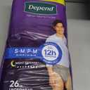 Depend Night Defense Adult Diapers, Incontinence Underwear for Men, Disposable, Overnight, Small/Medium, Grey, 26 Count
