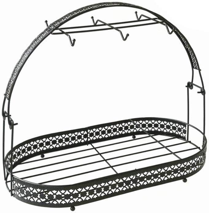 Coffee Cup Holder Stand - Wrought Iron Mug Rack and Dishes Organizer - Drainer Storage Drying Rack for Counter, Cabinet, Table, Kitchen, Restaurant, Office (Black B)