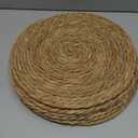 GENMOUS Woven Placemats Set of 6, 12" Round Placemats Natural Water Hyacinth Boho Placemats, Farmhouse Rattan Chargers for Dinner Plates, Rustic Braided Wicker Table Mats for Dining Table,Home,Wedding