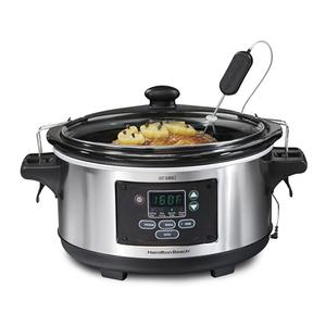 Amazon.com: Hamilton Beach Portable 6 Quart Set & Forget Digital Programmable Slow Cooker with Lid Lock, Temperature Probe, Dishwasher Safe Crock & Lid, Stainless Steel (33969A): Home & Kitchen