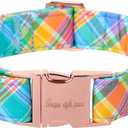 Unique style paws Easter Dog Collar Plastic Buckle Puppy Collar Colorful Plaid Puppy Collars for Small Medium Large Boys Girls Dogs (XL)